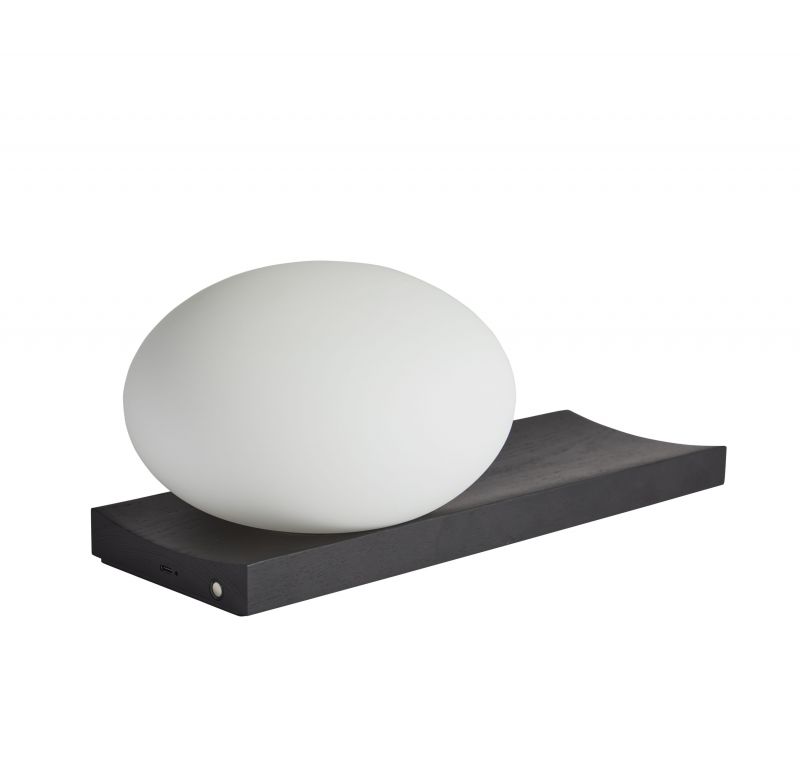 Dew Table and Wall Lamp Ash Black Lacquered Woud